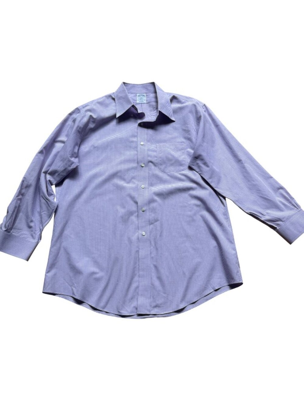 Brooks Brothers Size 17 2/3 Purple Gingham Regent Non-Iron Cotton Dress Shirt
